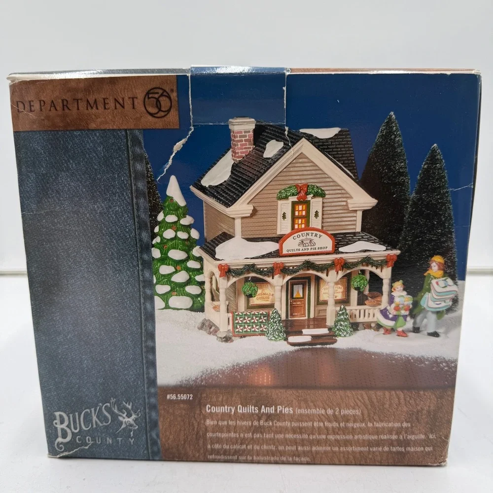 Department 56 Snow Village Country Quilts and Pies Shop Brown Christmas House